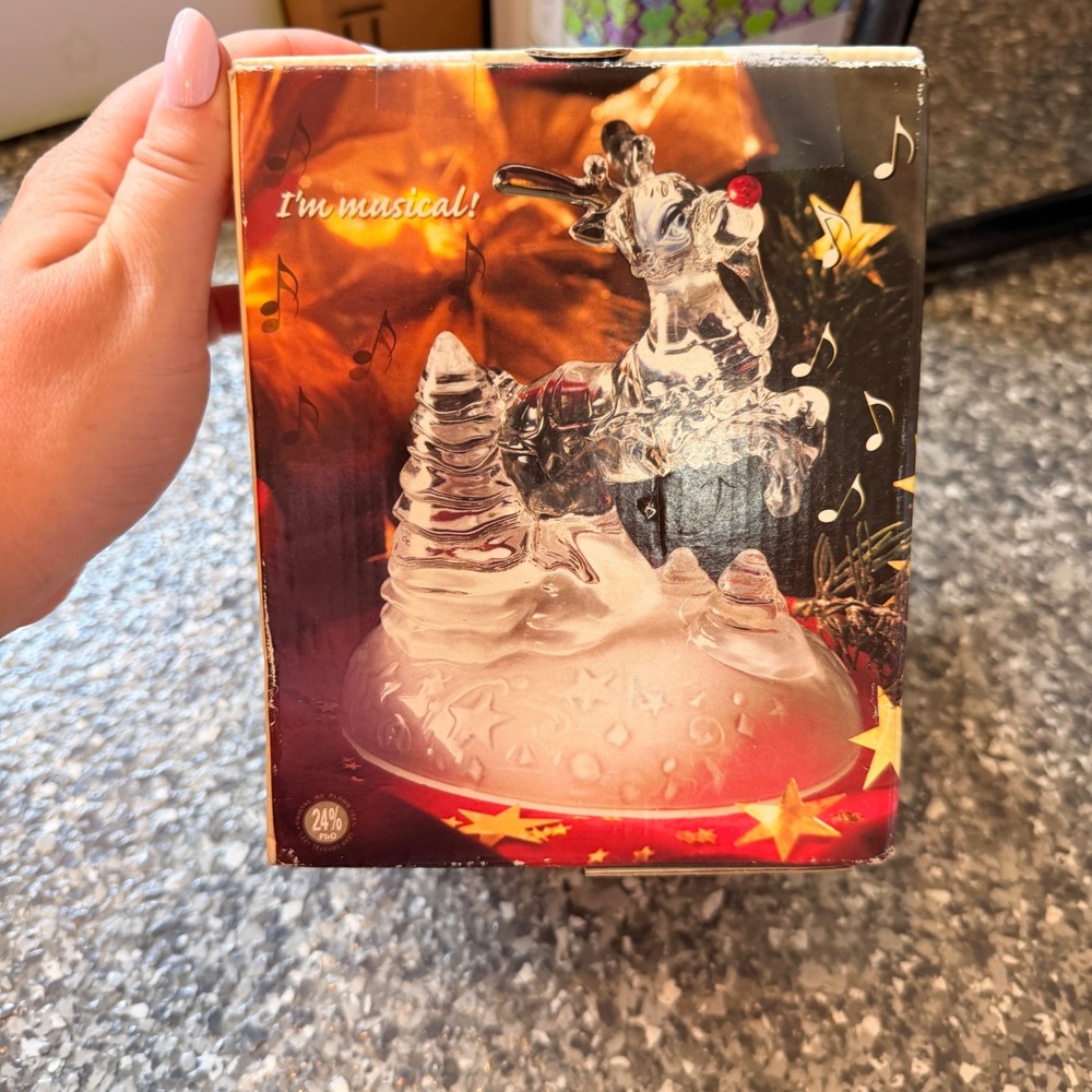 Rudolph the Red-Nosed Reindeer Musical 24% Lead Crystal Figurine France 2000